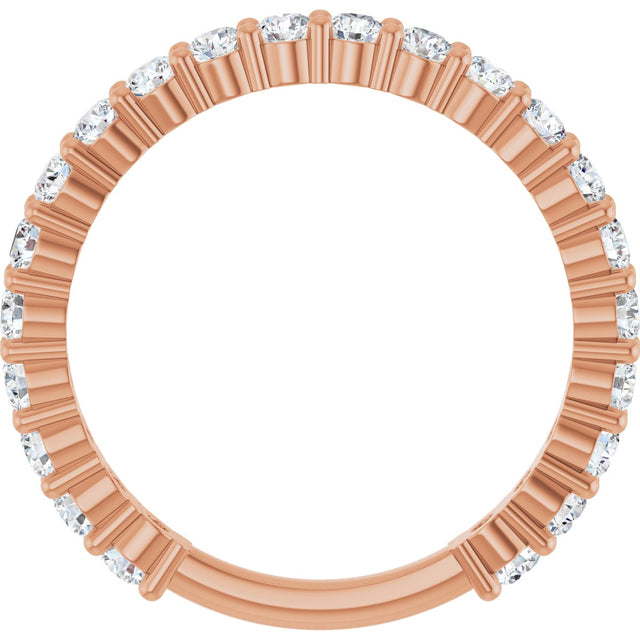 14K Gold Round Natural Diamond Shared-Prong Anniversary Band – 2.25 mm Stones - Rose Gold - view 2