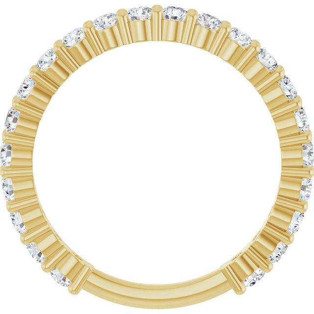 14K Gold Round Lab-Grown Diamond Shared-Prong Anniversary Band – 2.25 mm Stones (1 CTW) - Yellow Gold - view 2