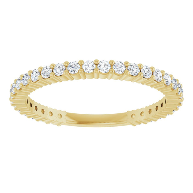 14K Gold Round Natural Diamond Shared-Prong Anniversary Band – 1.5 mm Stones - Yellow Gold - view 3