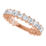 14K Gold Asscher Lab-Grown Diamond Shared-Prong Anniversary Band – 2.6x2.6 mm Stones - Rose Gold - view 5