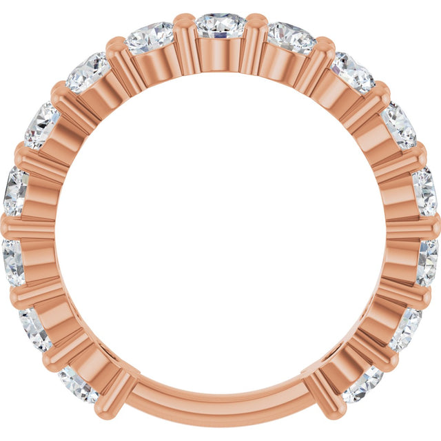 14K Gold Round Lab-Grown Diamond Shared-Prong Anniversary Band – 3.5 mm Stones (2 3/8 CTW) - Rose Gold - view 2