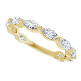 14K Gold Marquise Lab-Grown Diamond Shared-Prong Anniversary Band – 5x2.5 mm Stones - Yellow Gold - view 5