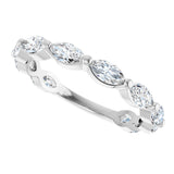 Platinum Marquise Lab-Grown Diamond Shared-Prong Anniversary Band – 5x2.5 mm Stones - view 5