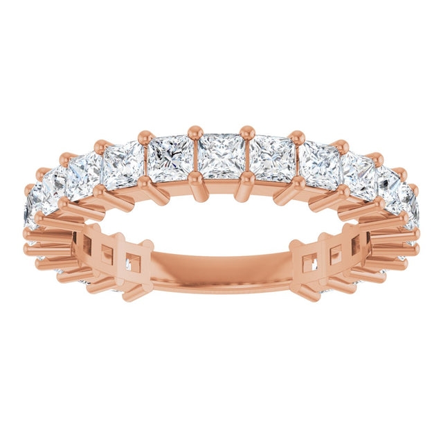 14K Gold Square Natural Diamond Shared-Prong Anniversary Band – 3/4–1 9/10 CTW - Rose Gold - view 3