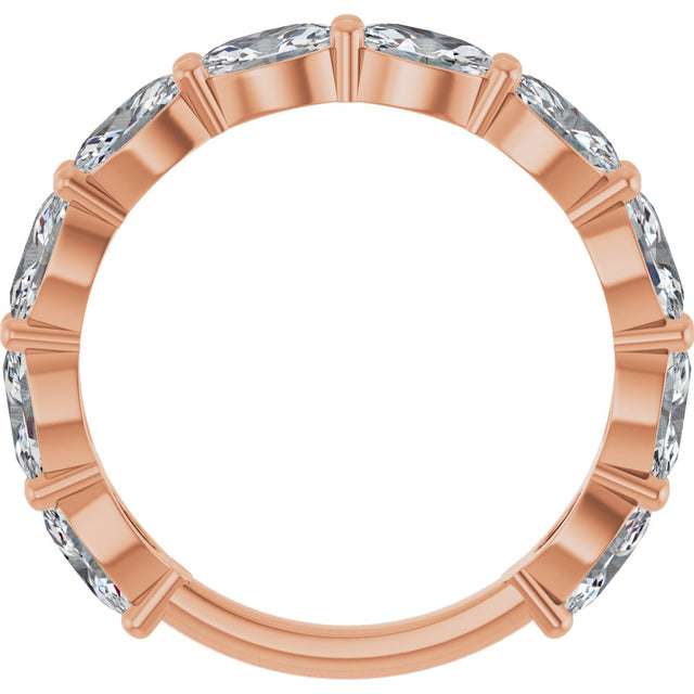 14K Gold Oval Lab-Grown Diamond Shared-Prong Anniversary Band – 5x3 mm Stones (1 9/10 CTW) - Rose Gold - view 2