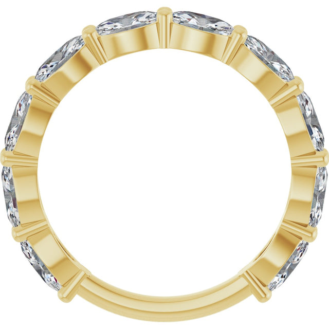 14K Gold Oval Lab-Grown Diamond Shared-Prong Anniversary Band – 5x3 mm Stones (1 9/10 CTW) - Yellow Gold - view 2