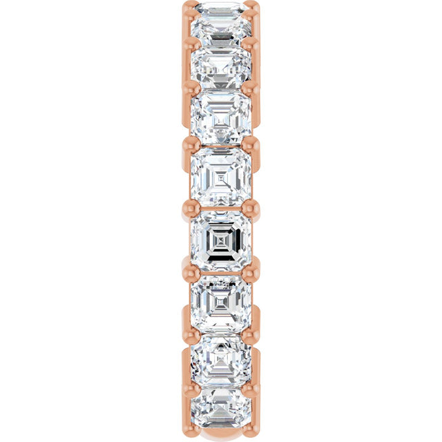 14K Gold Asscher Lab-Grown Diamond Shared-Prong Anniversary Band – 3x3 mm Stones - Rose Gold - view 4