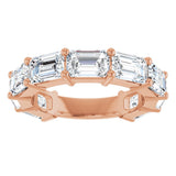 14K Gold Emerald Lab-Grown Diamond Shared-Prong Anniversary Band – 6x4 mm Stones - Rose Gold - view 3
