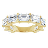 14K Gold Emerald Lab-Grown Diamond Shared-Prong Anniversary Band – 6x4 mm Stones - Yellow Gold - view 3