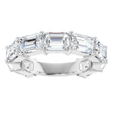 Platinum Emerald Lab-Grown Diamond Shared-Prong Anniversary Band – 6x4 mm Stones - view 3