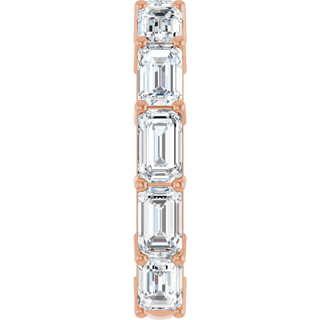 14K Gold Emerald Lab-Grown Diamond Shared-Prong Anniversary Band – 5x3 mm Stones - Rose Gold - view 4