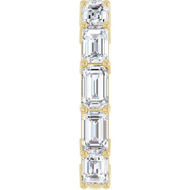 14K Gold Emerald Lab-Grown Diamond Shared-Prong Anniversary Band – 5x3 mm Stones - Yellow Gold - view 4