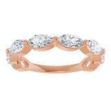 14K Gold Marquise Lab-Grown Diamond Shared-Prong Anniversary Band – 6x3 mm Stones - Rose Gold - view 3