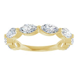 14K Gold Marquise Lab-Grown Diamond Shared-Prong Anniversary Band – 6x3 mm Stones - Yellow Gold - view 3