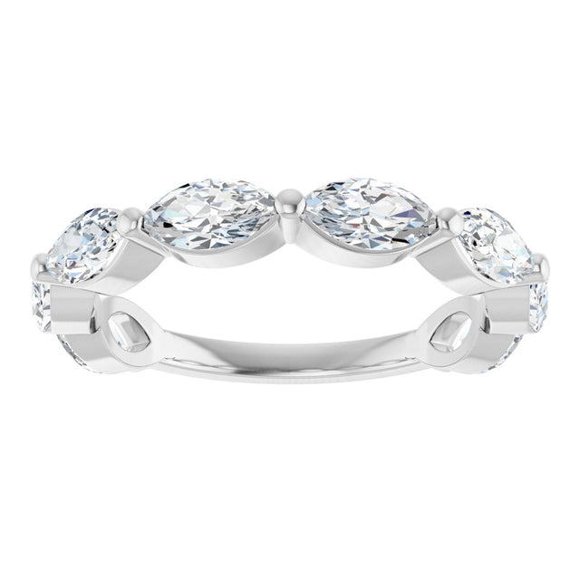 Platinum Marquise Lab-Grown Diamond Shared-Prong Anniversary Band – 6x3 mm Stones - view 3