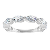 14K Gold Marquise Lab-Grown Diamond Shared-Prong Anniversary Band – 6x3 mm Stones - White Gold - view 3