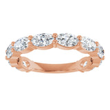 14K Gold Oval Lab-Grown Diamond Shared-Prong Anniversary Band – 5x3 mm Stones (1 9/10 CTW) - Rose Gold - view 3
