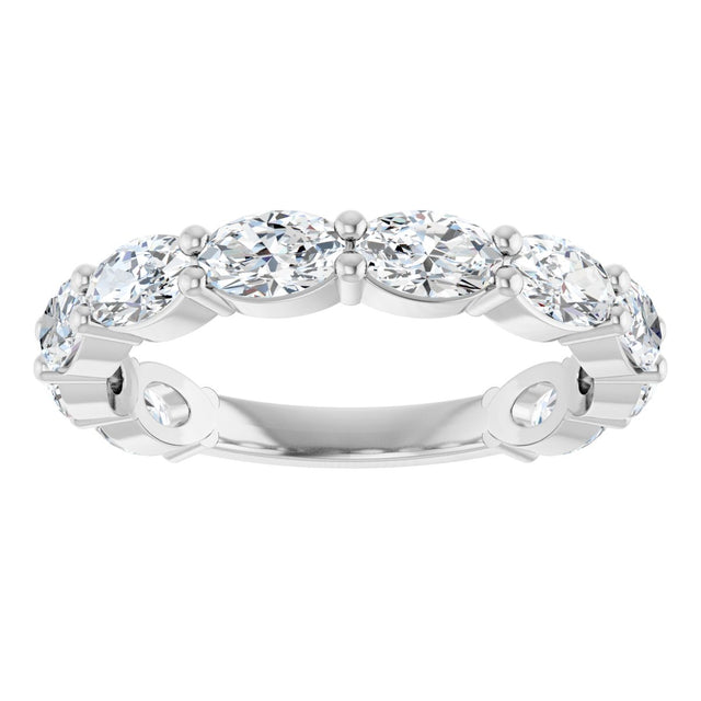 Platinum Oval Lab-Grown Diamond Shared-Prong Anniversary Band – 5x3 mm Stones (1 9/10 CTW) - view 3