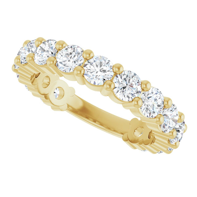14K Gold Round Lab-Grown Diamond Shared-Prong Anniversary Band – 3.5 mm Stones (2 3/8 CTW) - Yellow Gold - view 5