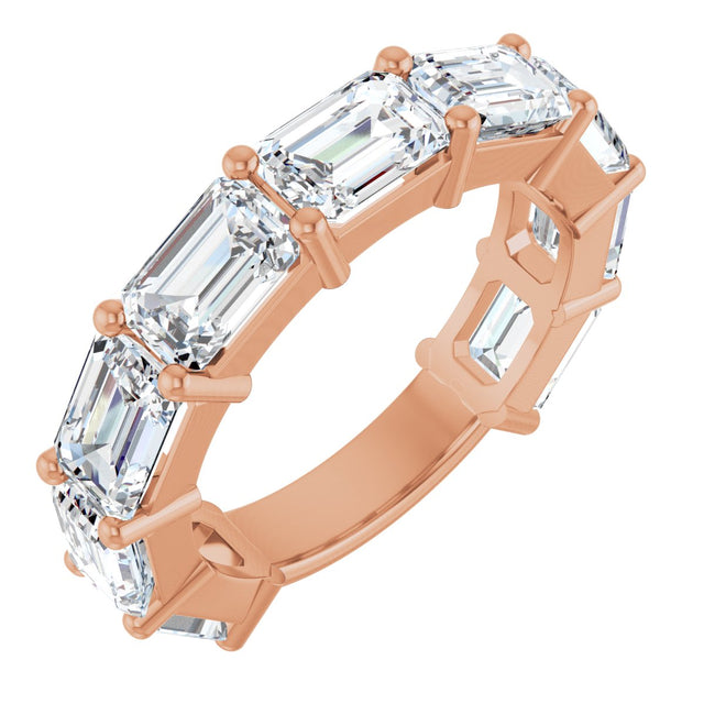 14K Gold Emerald Natural Diamond Shared-Prong Anniversary Band – 3 7/8–5 7/8 CTW - Rose Gold