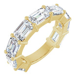 14K Gold Emerald Lab-Grown Diamond Shared-Prong Anniversary Band – 6x4 mm Stones - Yellow Gold