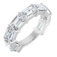 Platinum Emerald Lab-Grown Diamond Shared-Prong Anniversary Band – 6x4 mm Stones