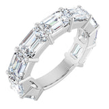 Platinum Emerald Lab-Grown Diamond Shared-Prong Anniversary Band – 6x4 mm Stones