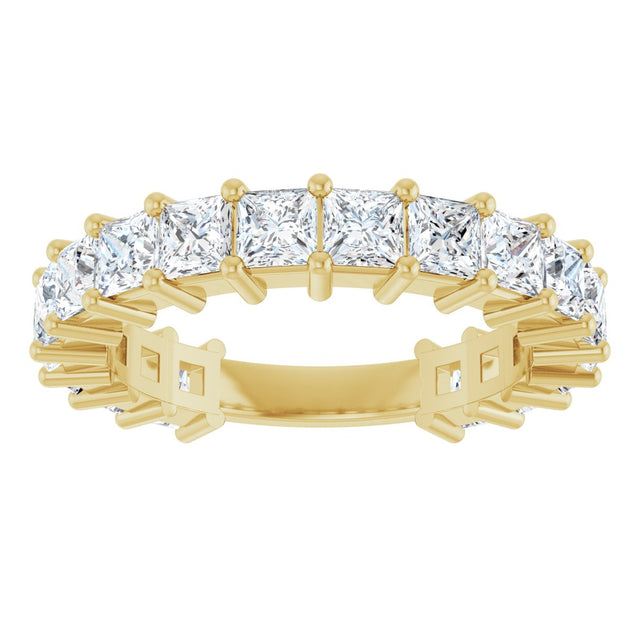 14K Gold Square Lab-Grown Diamond Shared-Prong Anniversary Band – 3x3 mm Stones - Yellow Gold - view 3
