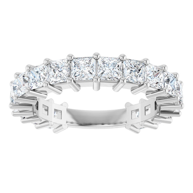 Platinum Square Lab-Grown Diamond Shared-Prong Anniversary Band – 3x3 mm Stones - view 3