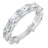 14K Gold Emerald Lab-Grown Diamond Shared-Prong Anniversary Band – 5x3 mm Stones - White Gold