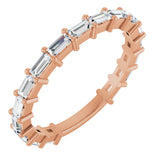 14K Gold Straight Baguette Natural Diamond Shared-Prong Anniversary Band – 5/8–1 1/2 CTW - Rose Gold