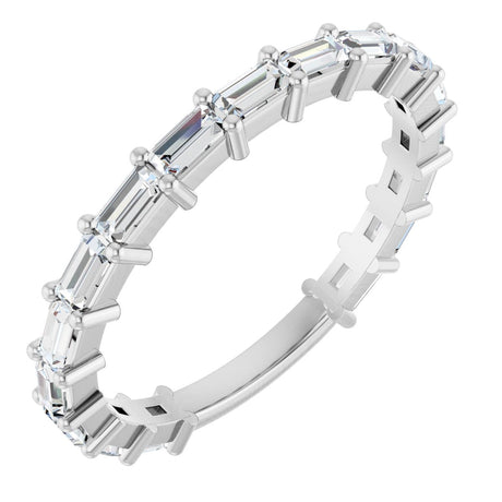 Platinum Straight Baguette Lab-Grown Diamond Shared-Prong Anniversary Band – 3x1.5 mm Stones