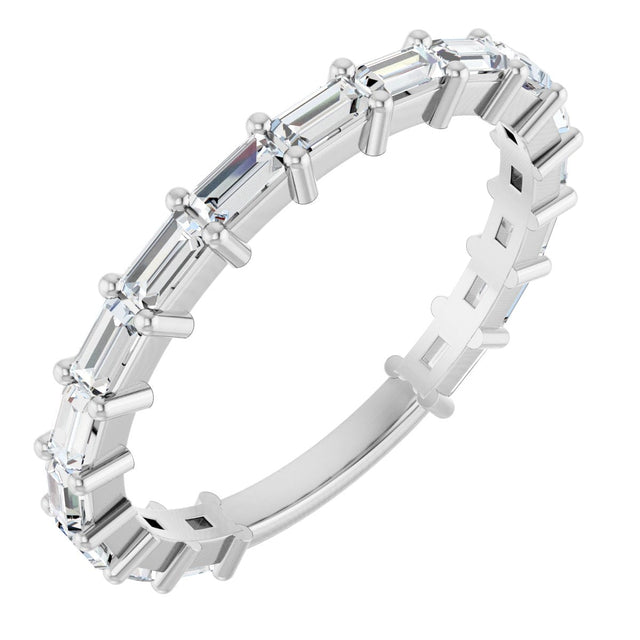 14K Gold Straight Baguette Natural Diamond Shared-Prong Anniversary Band – 5/8–1 1/2 CTW - White Gold