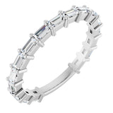 Platinum Straight Baguette Natural Diamond Shared-Prong Anniversary Band – 5/8–1 1/2 CTW