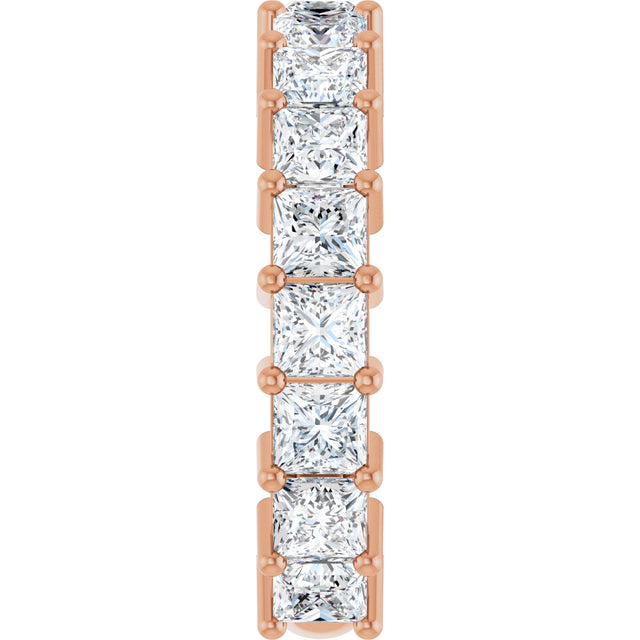 14K Gold Square Lab-Grown Diamond Shared-Prong Anniversary Band – 3.3x3.3 mm Stones - Rose Gold - view 4