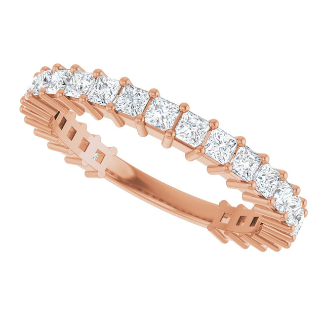 14K Gold Square Natural Diamond Shared-Prong Anniversary Band – 3/4–1 9/10 CTW - Rose Gold - view 5