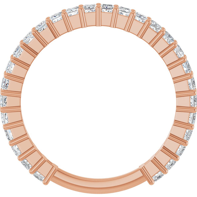 14K Gold Square Natural Diamond Shared-Prong Anniversary Band – 3/4–1 9/10 CTW - Rose Gold - view 2