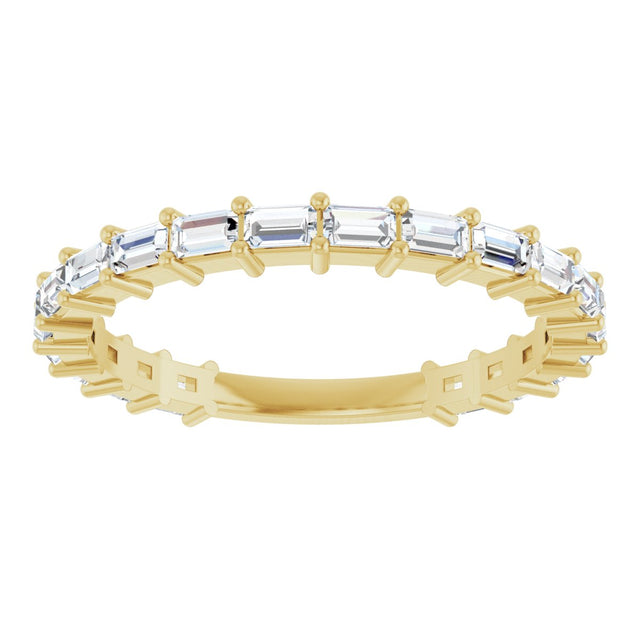 14K Gold Straight Baguette Natural Diamond Shared-Prong Anniversary Band – 5/8–1 1/2 CTW - Yellow Gold - view 3