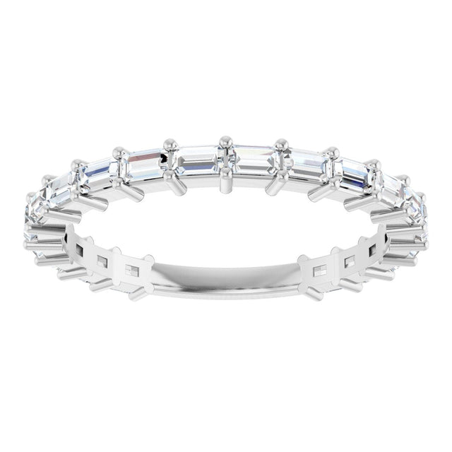Platinum Straight Baguette Natural Diamond Shared-Prong Anniversary Band – 5/8–1 1/2 CTW - view 3