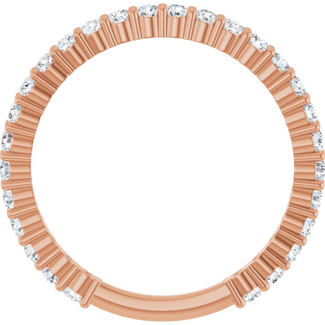 14K Gold Round Lab-Grown Diamond Shared-Prong Anniversary Band – 1.75 mm Stones (1/2 CTW) - Rose Gold - view 2