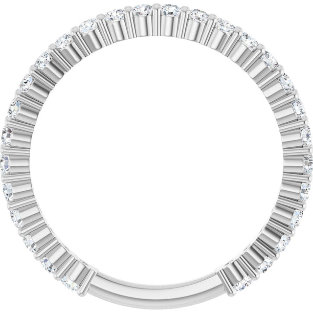 14K Gold Round Lab-Grown Diamond Shared-Prong Anniversary Band – 1.75 mm Stones (1/2 CTW) - White Gold - view 2