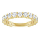 14K Gold Round Natural Diamond Shared-Prong Anniversary Band – 3 mm Stones - Yellow Gold - view 3