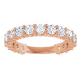 14K Gold Round Natural Diamond Shared-Prong Anniversary Band – 3 mm Stones - Rose Gold - view 3