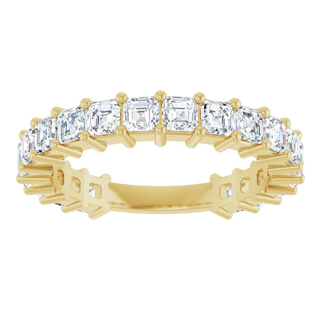 14K Gold Asscher Lab-Grown Diamond Shared-Prong Anniversary Band – 2.6x2.6 mm Stones - Yellow Gold - view 3