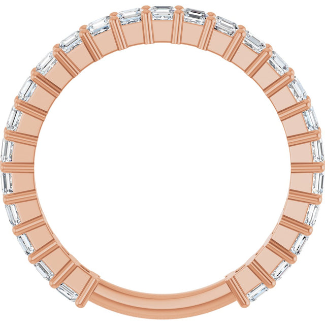 14K Gold Asscher Lab-Grown Diamond Shared-Prong Anniversary Band – 2x2 mm Stones - Rose Gold - view 2