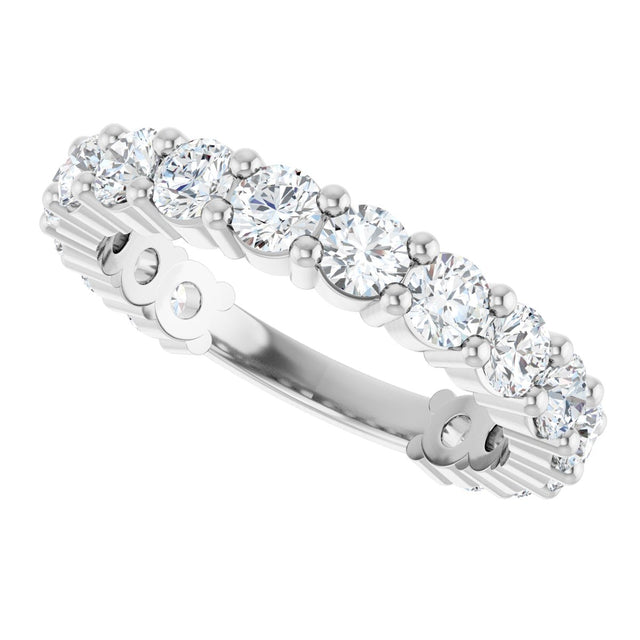 14K Gold Round Lab-Grown Diamond Shared-Prong Anniversary Band – 3.2 mm Stones (1 9/10 CTW) - White Gold - view 5