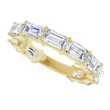 14K Gold Emerald Lab-Grown Diamond Shared-Prong Anniversary Band – 5x3 mm Stones - Yellow Gold - view 5