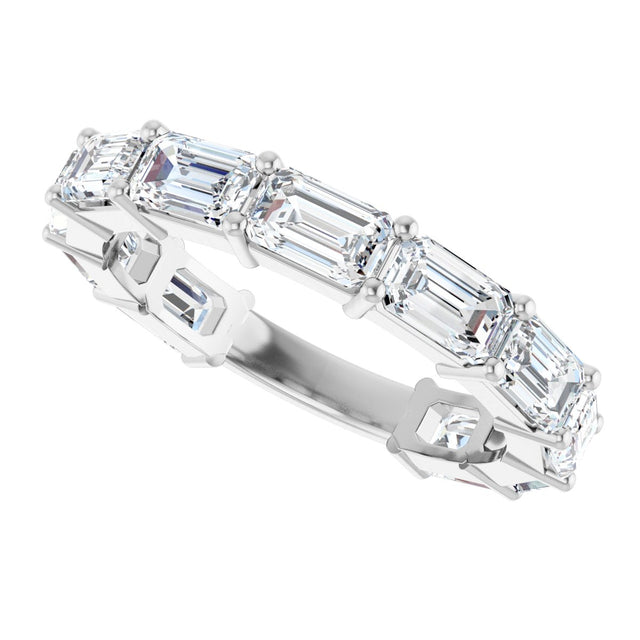 Platinum Emerald Natural Diamond Shared-Prong Anniversary Band – 3 7/8–5 7/8 CTW - view 5