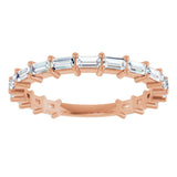 14K Gold Straight Baguette Lab-Grown Diamond Shared-Prong Anniversary Band – 3x1.5 mm Stones - Rose Gold - view 3