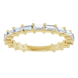 14K Gold Straight Baguette Lab-Grown Diamond Shared-Prong Anniversary Band – 3x1.5 mm Stones - Yellow Gold - view 3